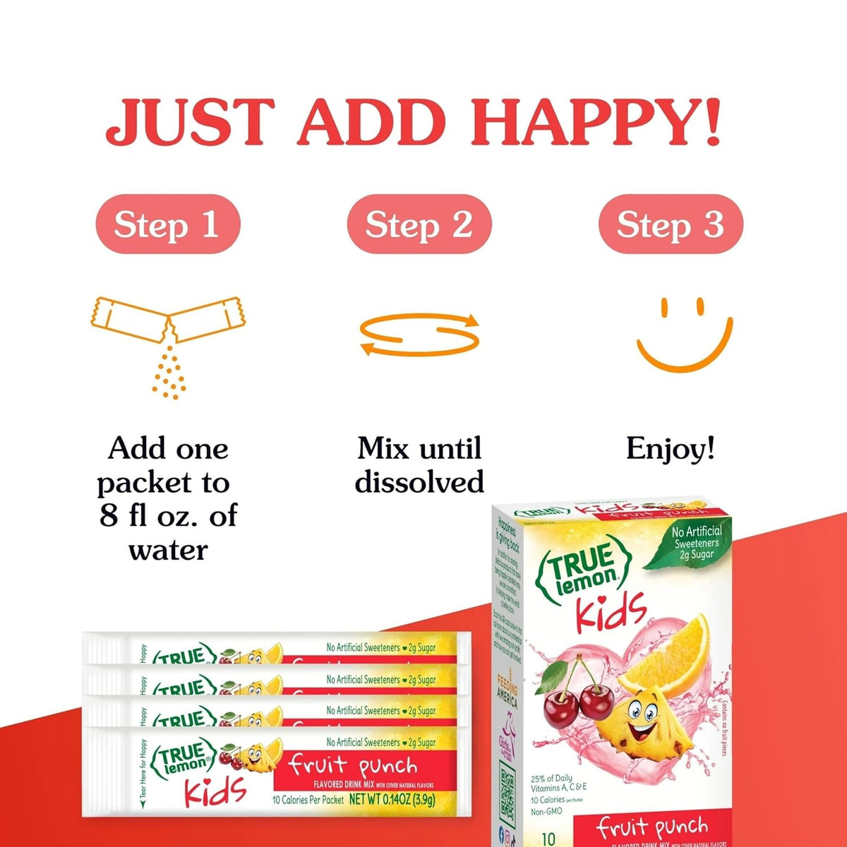 True Lemon Kids Vitamin Drink Mix – 25% Daily A, C, E Hydration Packets for Health-Conscious Parents