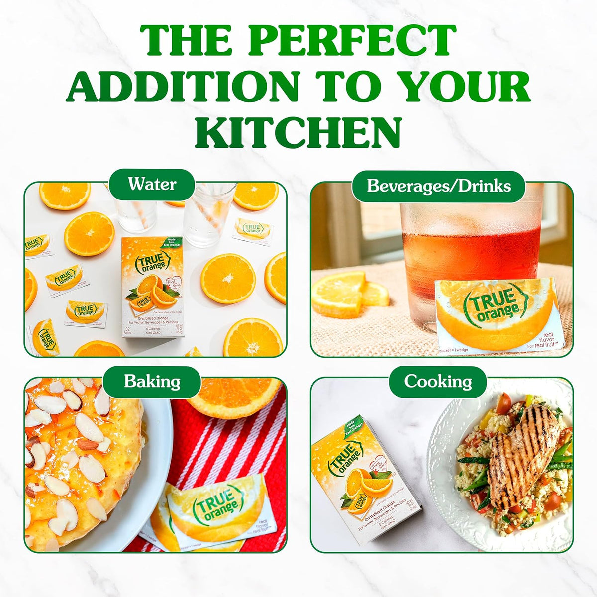 TRUE ORANGE Water Enhancer – Clean-Ingredient Orange Flavor Packets for Kids' Birthday Parties