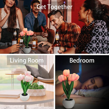 Tulip Glow Table Lamp – Romantic Valentine's Day Gift for Her, Soft LED Night Light for Bedroom