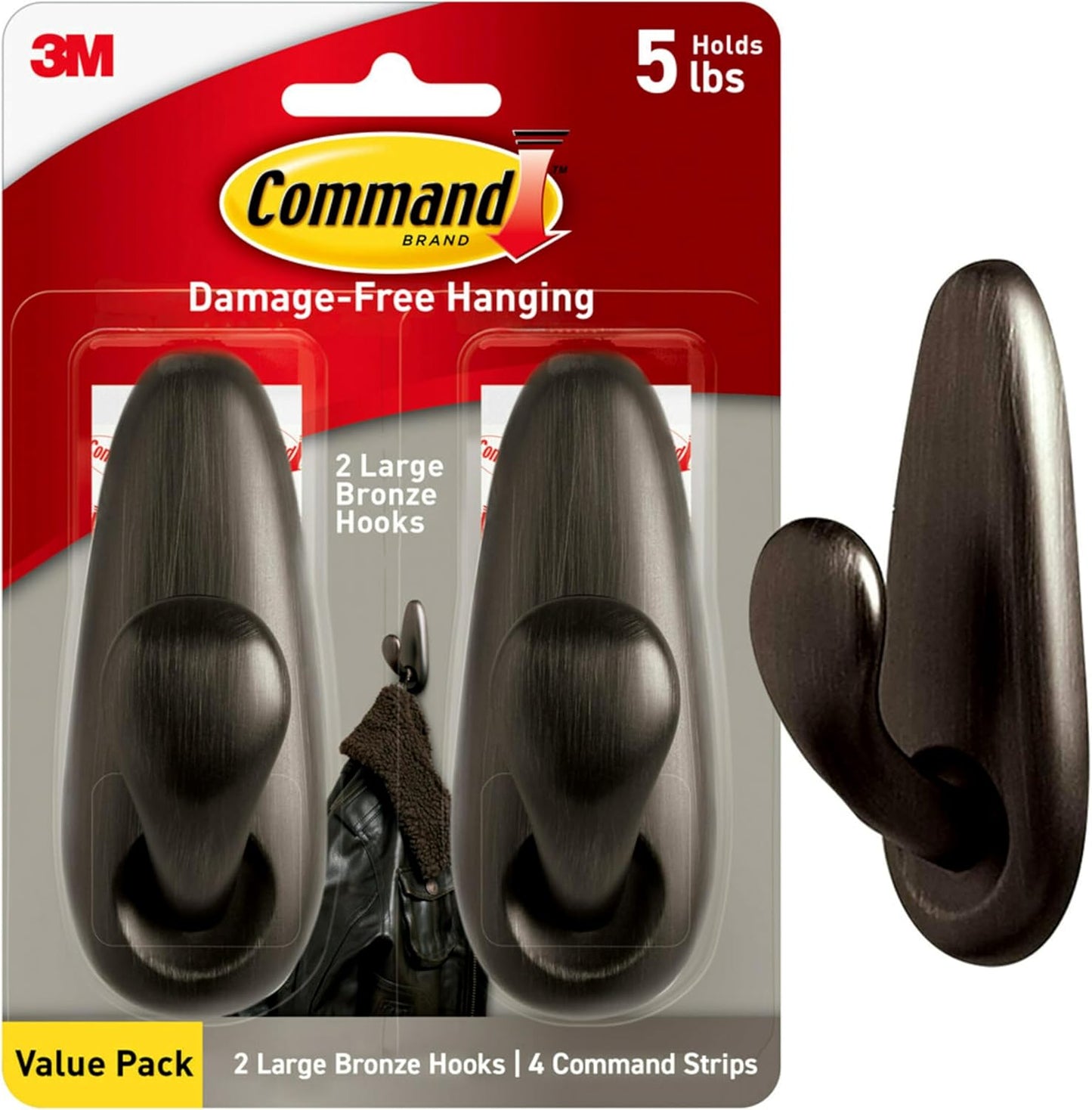 two large metal hooks per pack with oil rubbed bronze finish