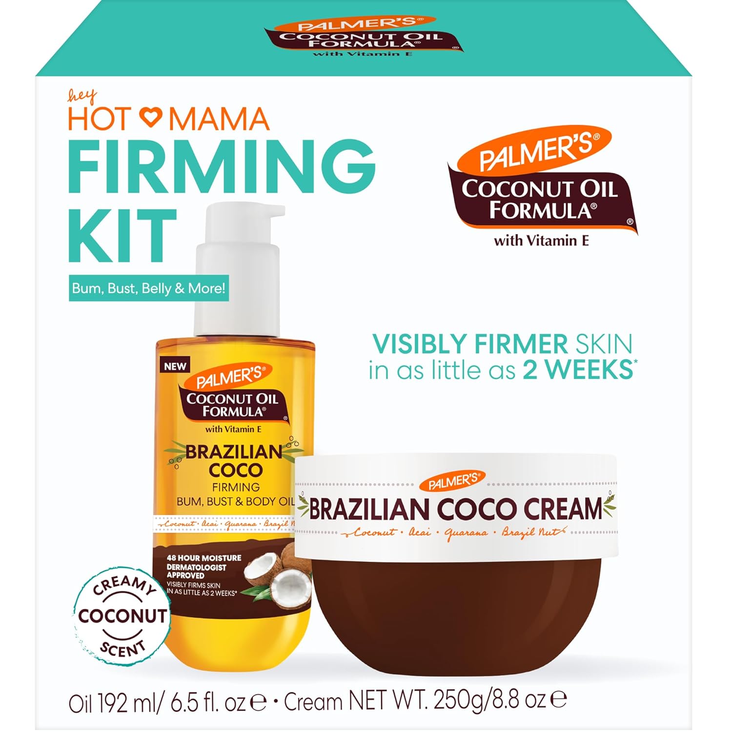 two-piece firming kit: 8.8 oz brazilian coco cream + 6.6 fl oz firming body oil