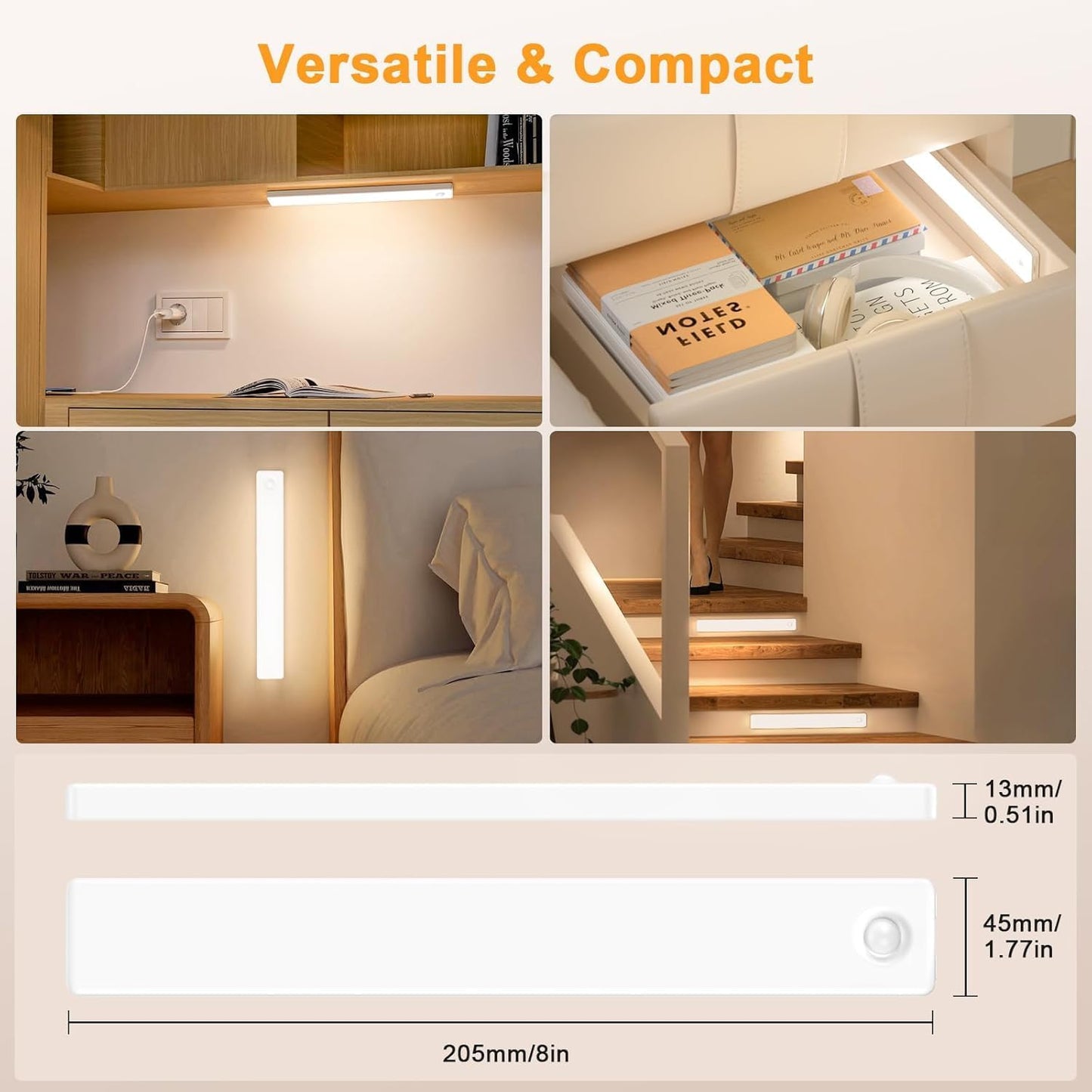 two size options (8" and 13") and three color temperature variants (3000k, 7000k, 3-color tunable) in 2-pack configuration