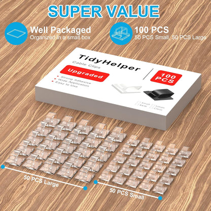 two sizes — small (0.63"×0.61" base, 0.2" inner height) for thin wires; large (0.75"×0.75" base, 0.32" inner height) for thick cords
