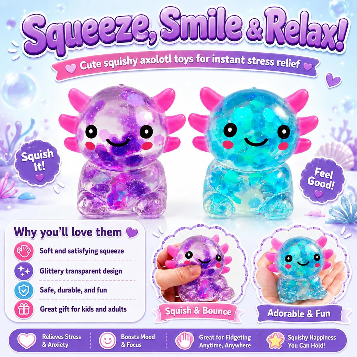 two squishies included per pack