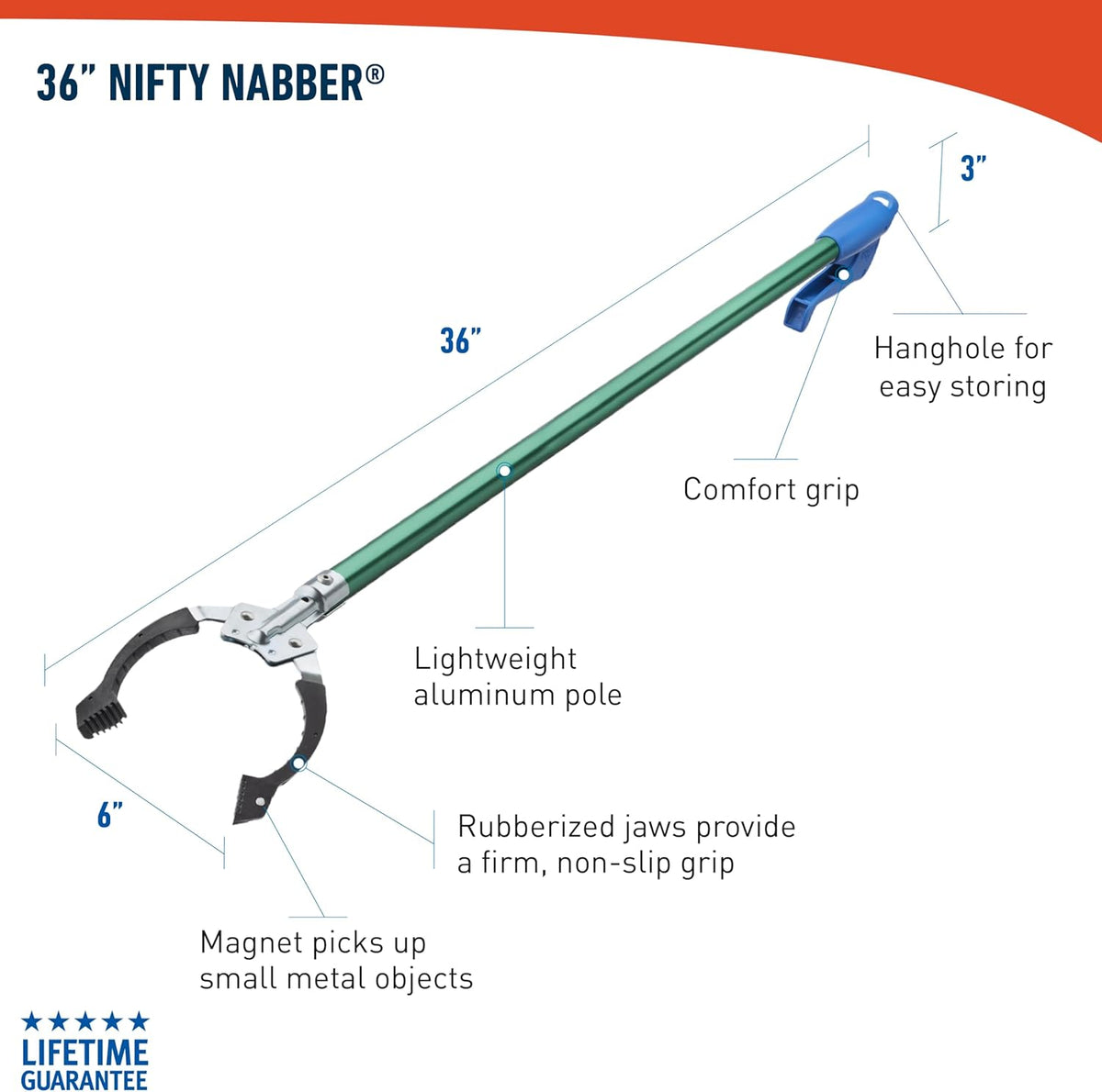 Unger Professional 36-Inch Nifty Nabber Grabber – Outdoor Litter Picker for Park, Beach, and Neighborhood Cleanup Crews