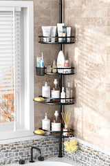 AuroraHome Adjustable Corner Shower Shelf – Rustproof Stainless Steel Storage Built to Resist Slips, Mildew and Wall Damage