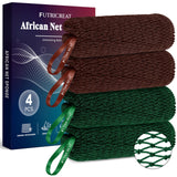 LovAwards 4 Pack African Net Sponge – Simple Neutral Tone Exfoliating Washcloth for Intentional Bathroom Decor