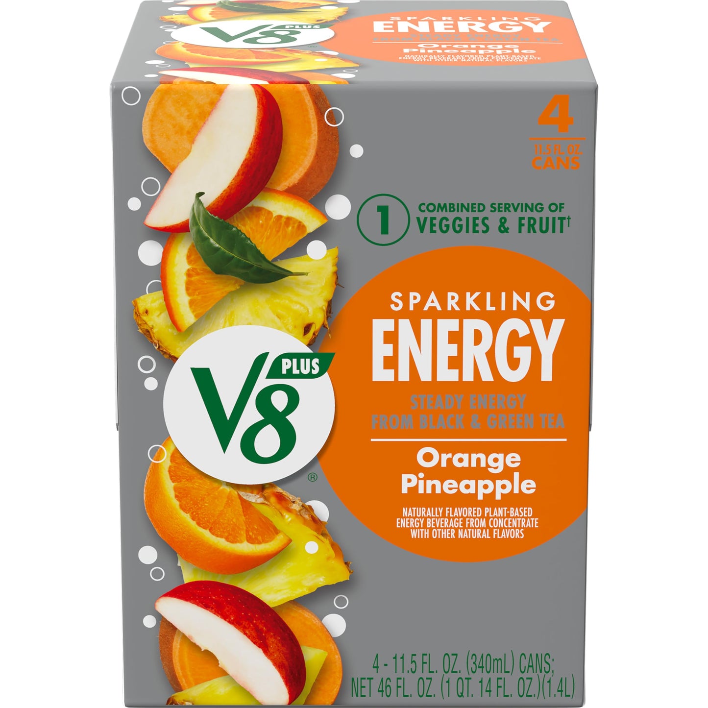 V8 +Energy Sparkling Pomegranate Blueberry – No Sugar Added Afternoon Pick-Me-Up for Wellness Routines