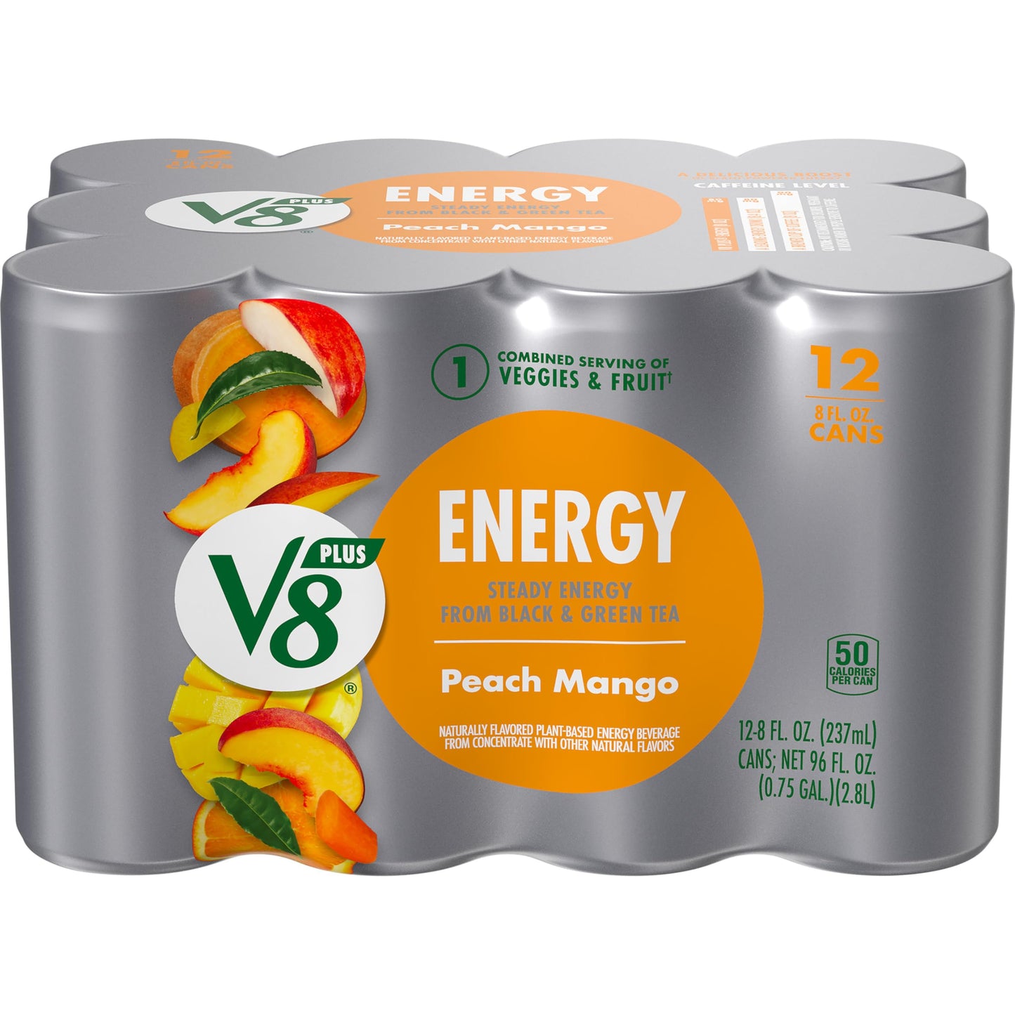 V8 +Energy Sparkling Pomegranate Blueberry – No Sugar Added Afternoon Pick-Me-Up for Wellness Routines