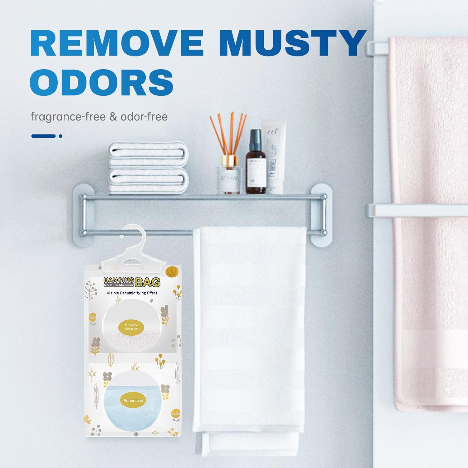 Vacplus Hanging Moisture Absorbers – Flameless Closet Dehumidifier Safe Around Kids and Pets, No Heat