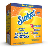Sunkist Drink Mix Packets for Kids Lunchboxes and Road Trips – Caffeine-Free Flavored Water Variety, 72 Sticks