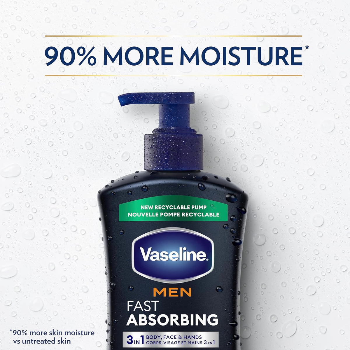 Vaseline Men's Healing Lotion – Daily Wellness Ritual for Stressed, Weathered Hands and Body, Non-Greasy 15-Second Absorption