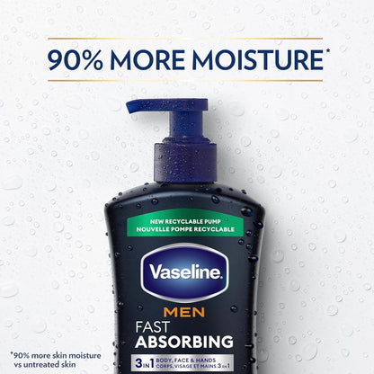 Vaseline Men's Healing Lotion – Daily Wellness Ritual for Stressed, Weathered Hands and Body, Non-Greasy 15-Second Absorption