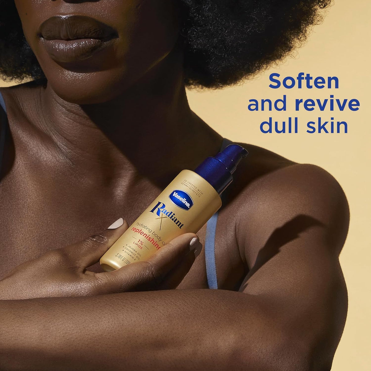 Vaseline Radiant X Replenishing Body Oil for Spa-Like Mindful Skincare Sessions at Home, 1% Lipids