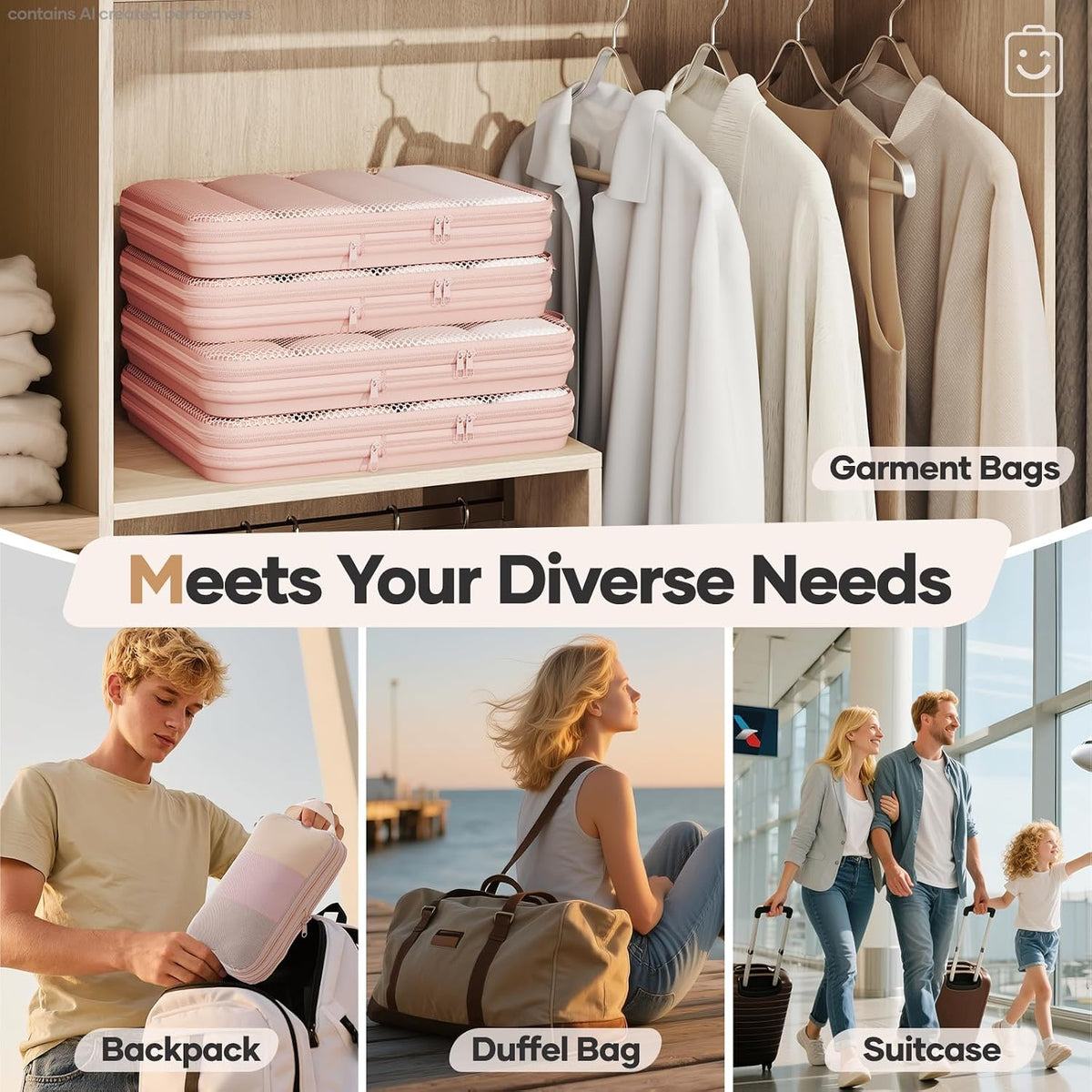 Veken Compression Travel Cubes – Smart Packing Method for Business Travelers and Home Office Organization Routines