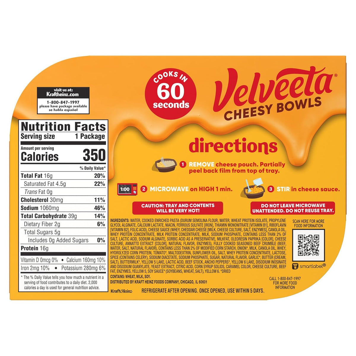 Velveeta Cheeseburger Mac Bowl – Easy Teen Gaming Snack Heated in the Microwave, 9 oz Single-Serve Tray