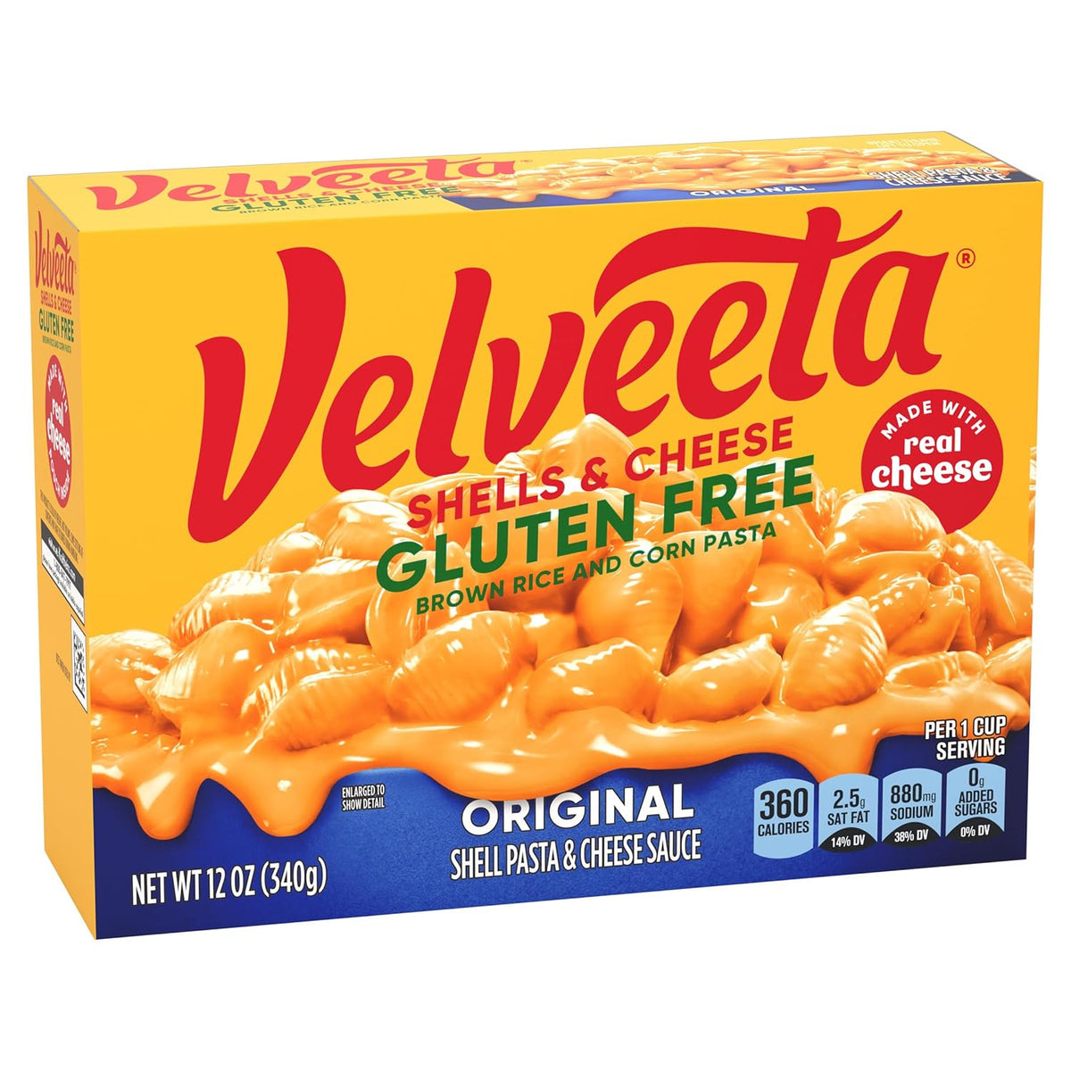 Velveeta Gluten Free Shells & Cheese, Gentle Pantry Staple for Gluten Sensitive Digestion, 12 oz Box