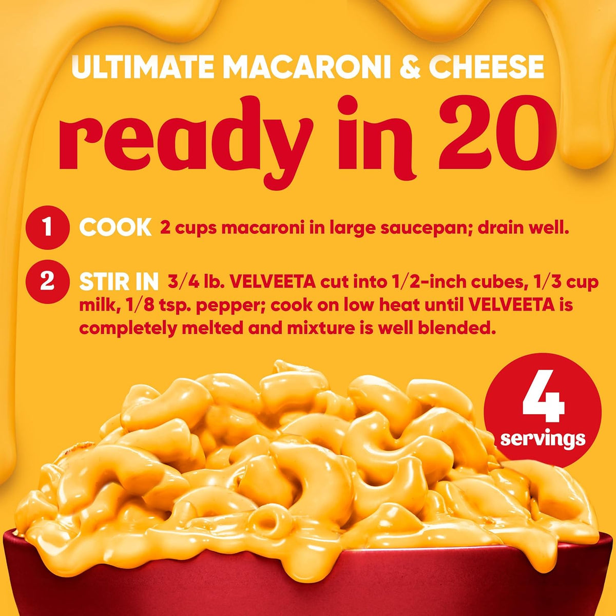 Velveeta Original Cheese Block – Quick Microwaveable Queso for Shared Apartment Kitchens, 1 lb