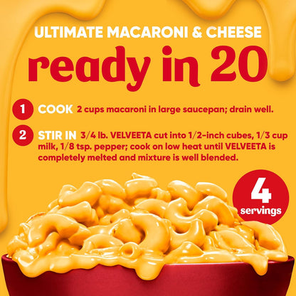 Velveeta Original Cheese Block – Quick Microwaveable Queso for Shared Apartment Kitchens, 1 lb