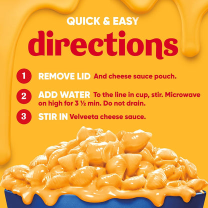 Velveeta Shells & Cheese Original Microwaveable Cup – Compact Microwave Pasta for Small Dorm Kitchens, 8 ct Box