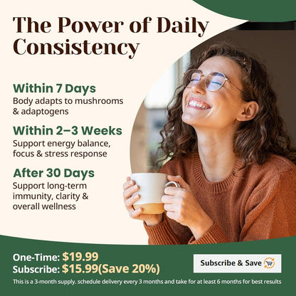 Venture Pal 16-in-1 Adaptogenic Mushroom Powder – One Clean-Label Jar to Replace 16 Supplement Bottles