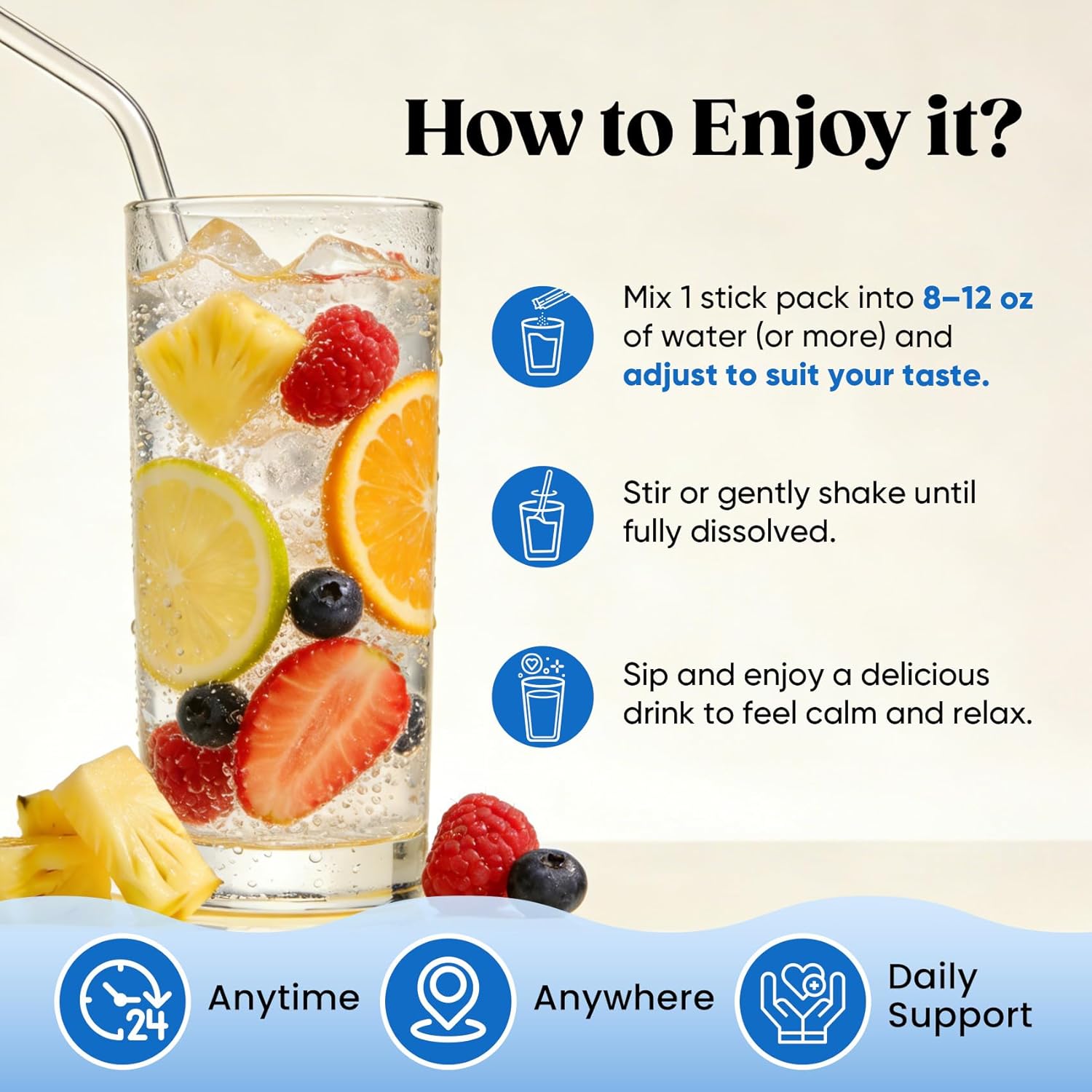 Venture Pal Calm Drink Mix – Clean-Label Supplement for Intentional Wellness Routines, One Jar 12 Ingredients Zero Sugar