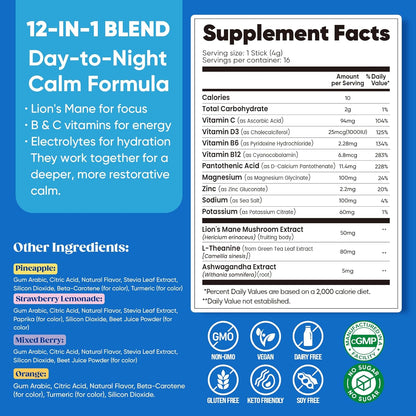 Venture Pal Calm Drink Mix – Clean-Label Supplement for Intentional Wellness Routines, One Jar 12 Ingredients Zero Sugar