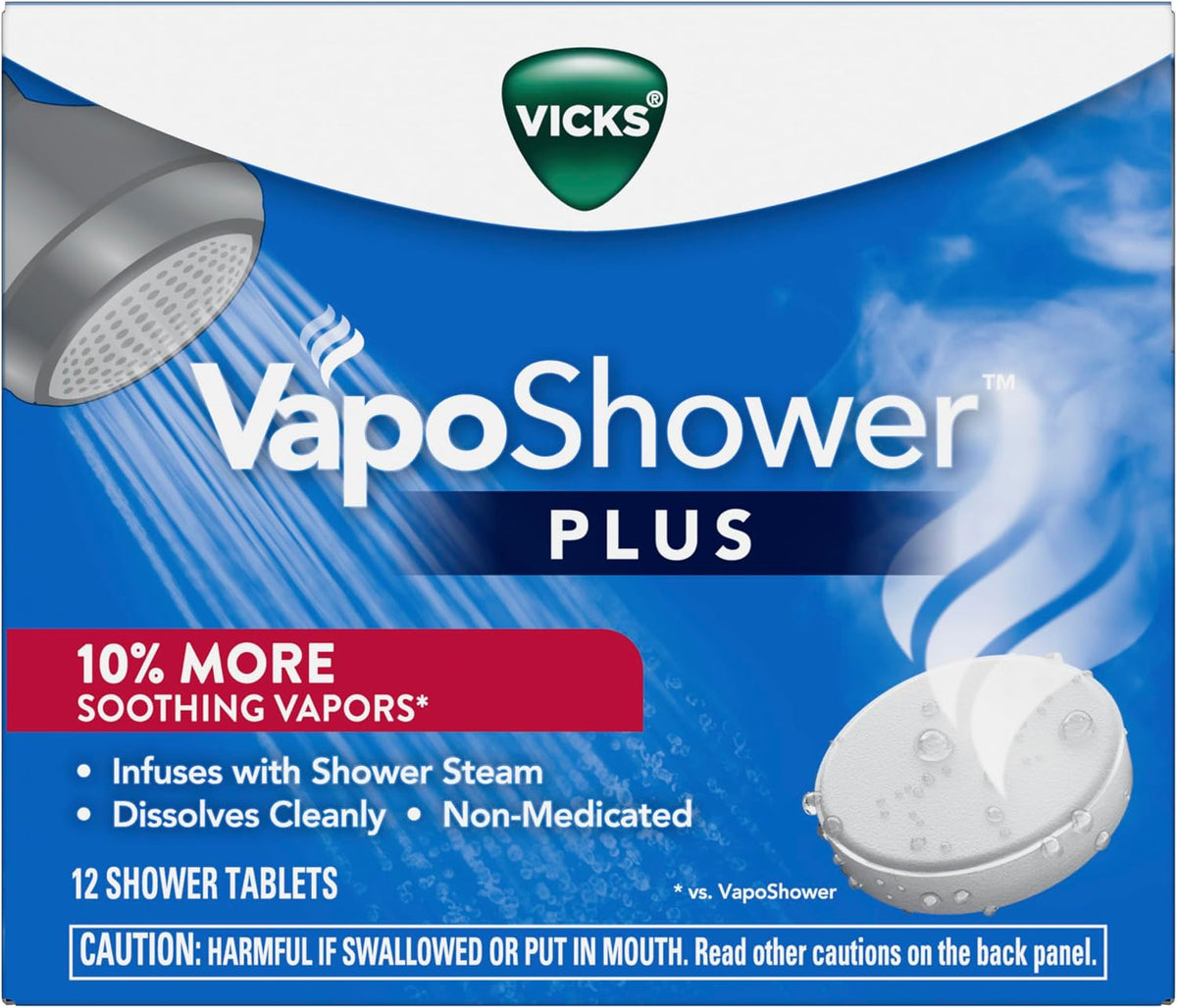 Vicks VapoShower Plus Shower Bombs – High-End Aromatherapy Tablet for a Sophisticated At-Home Spa Experience, 12 ct