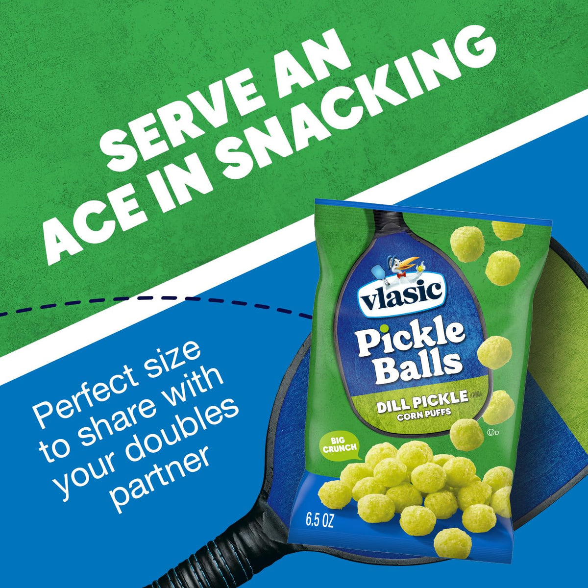 Vlasic Pickle Balls Dill Pickle Flavored Corn Puffs 6.5 oz – Fun Stocking Stuffer and White Elephant Gift for Pickle Fans