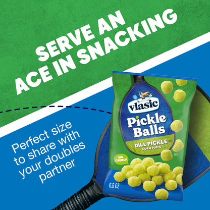 Vlasic Pickle Balls Dill Pickle Flavored Corn Puffs 6.5 oz – Fun Stocking Stuffer and White Elephant Gift for Pickle Fans