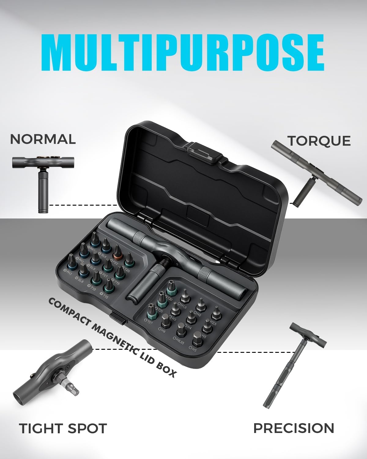 VMAN Ratchet Screwdriver Set – Home Office Repair Tool, Quick Fix Kit for Desk and Chair Maintenance