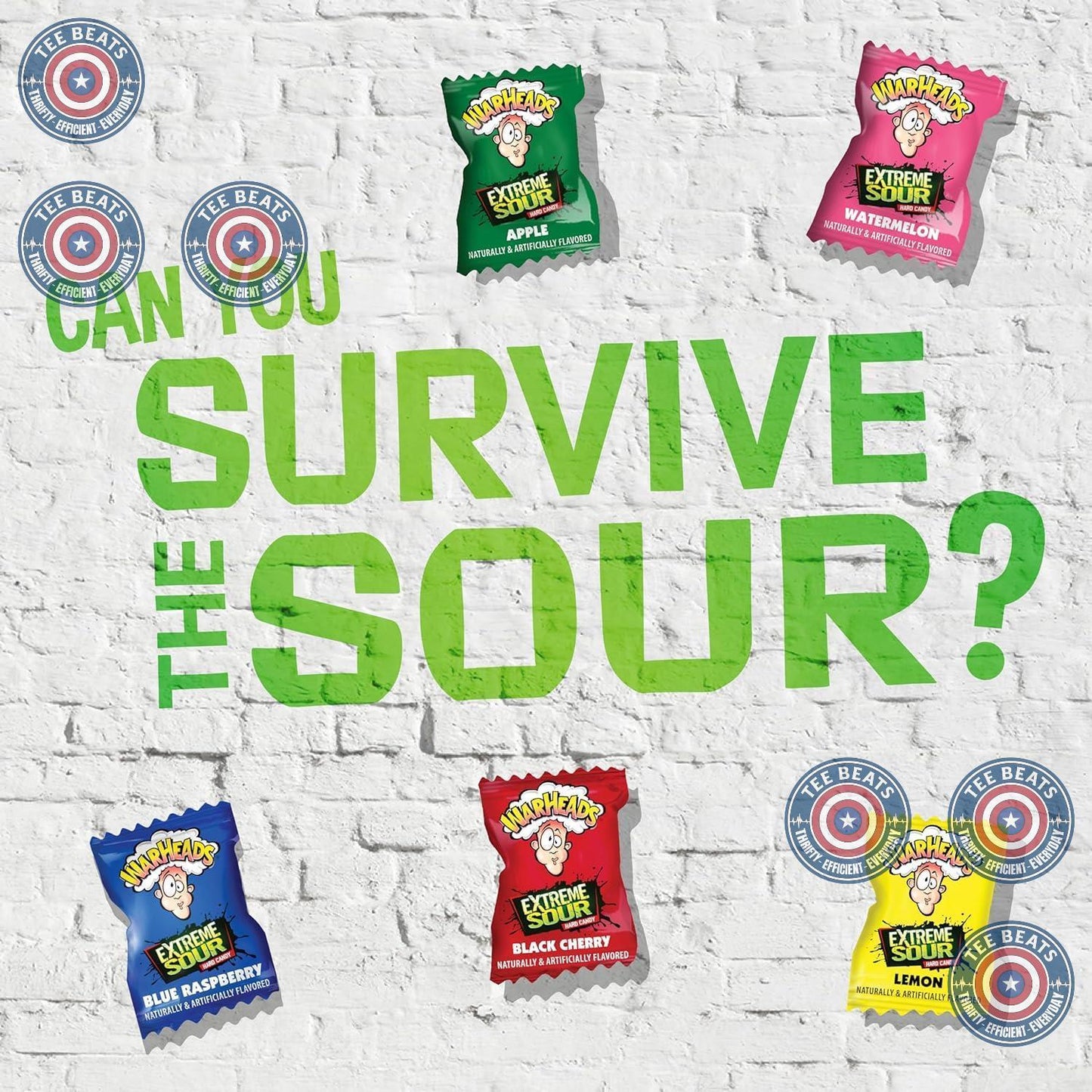 WARHEADS Extreme Sour Hard Candy Individually Wrapped 2 oz Bag for Road Trips Camping and Travel Snacking