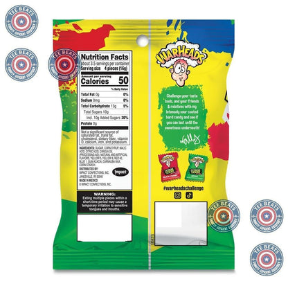 WARHEADS Extreme Sour Hard Candy - Road Trip and Travel Snack for Sour Lovers - 3 Pack of 2 oz Bags