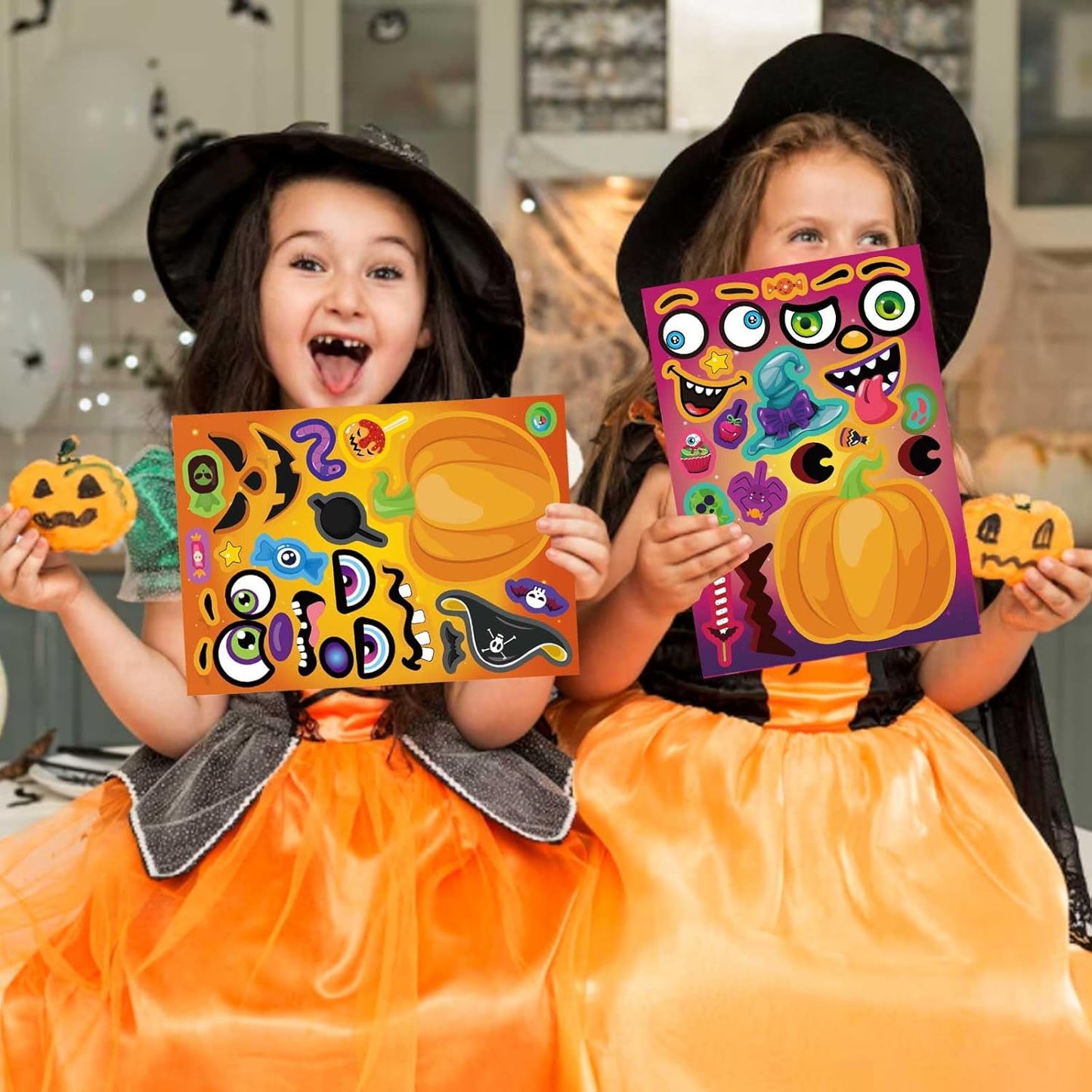 WATINC Pumpkin Sticker Craft Set – 24 Sheet Fall Activity Gift for Grandkids on Thanksgiving Weekend