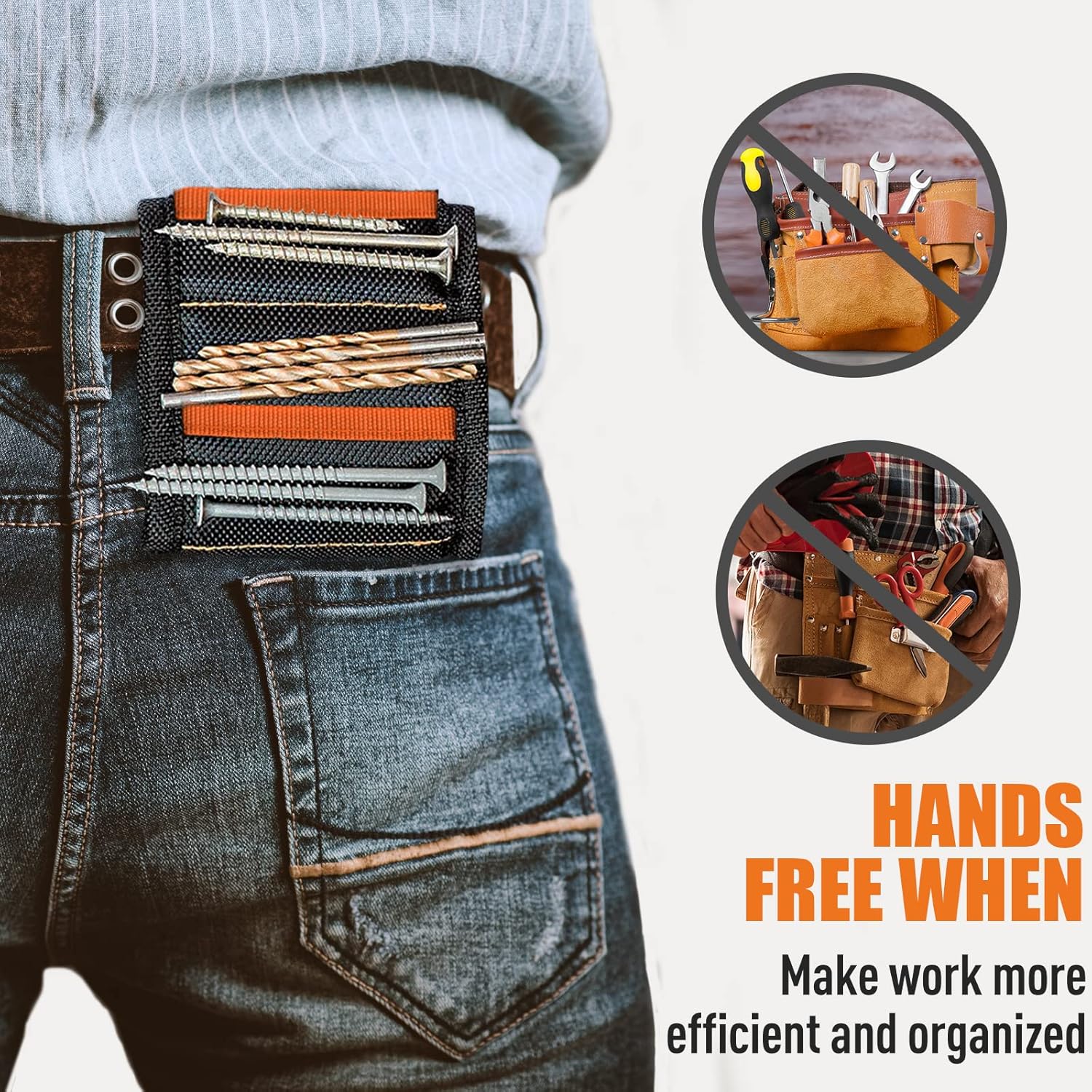 WEARXI Magnetic Wristband for Screws and Nails – Roofing and Construction Hands-Free Fastener Holder, Pro Tool Accessory