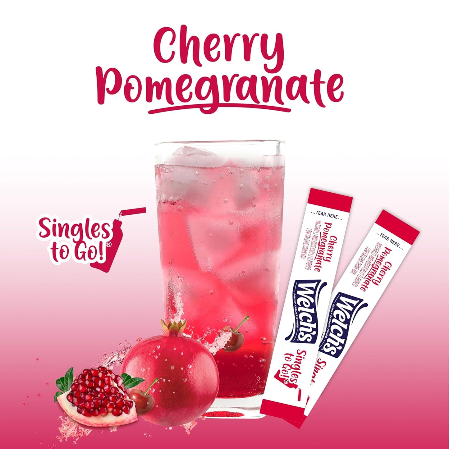Welch's Singles To Go Powdered Drink Mix - Zero Calorie Strawberry Peach Stick Packs for Mindful Daily Water Intake