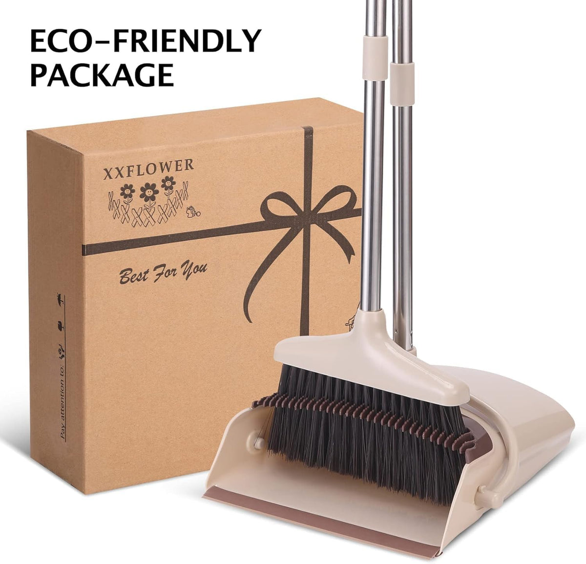 WellnessBroom Broom and Dustpan Set – Adjustable Height Sweeper for Back Pain Relief in Kitchen and Hallway
