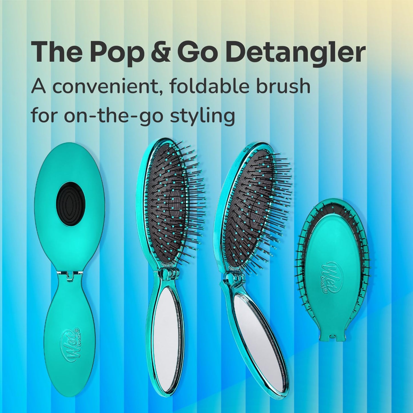 Wet Brush Pop Go Detangler – Thoughtful Birthday Gift for Her, Travel Hair Brush with Mirror Handle