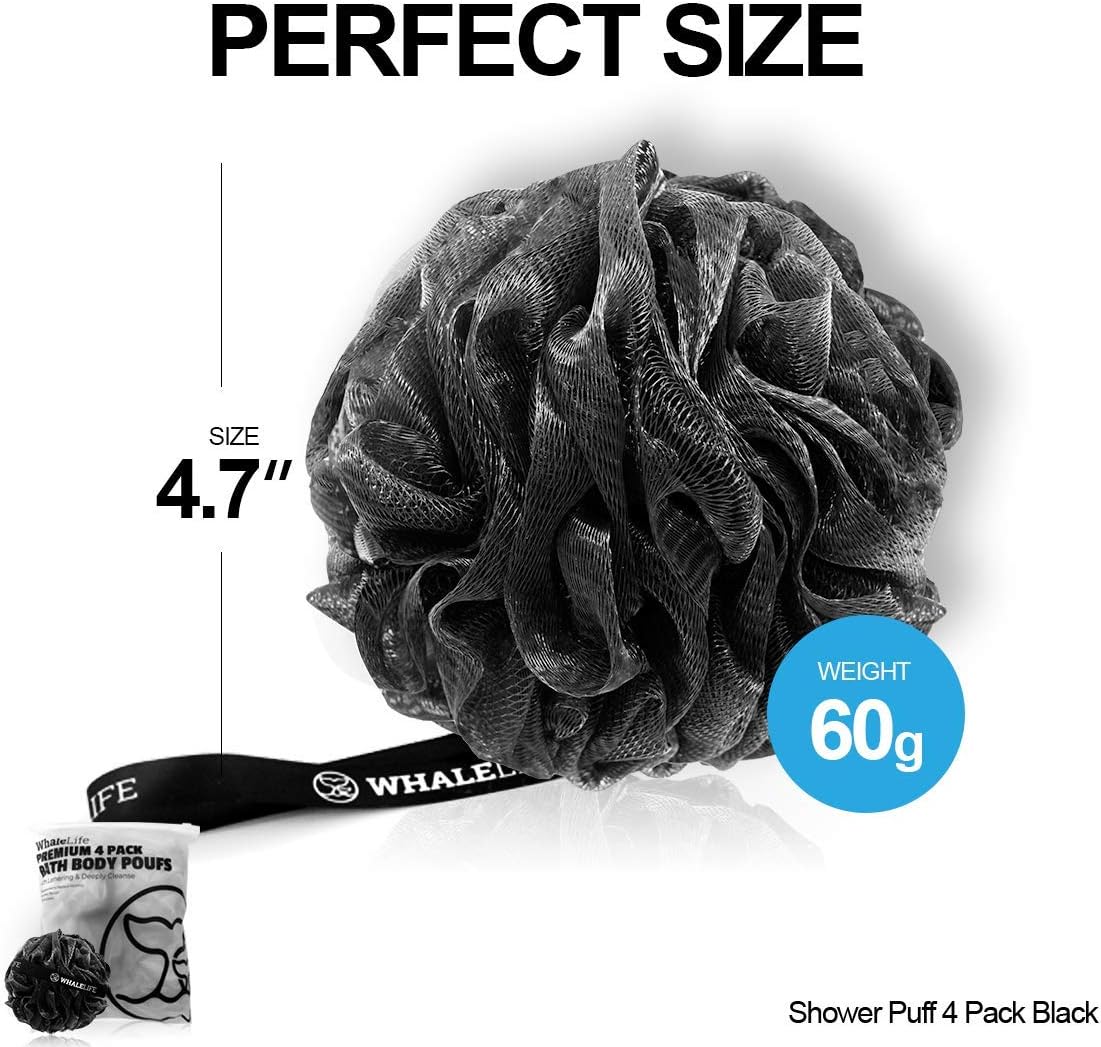 WhaleLife Black Loofah Sponge – Mindful Bath Exfoliation for Combination Skin Wellness