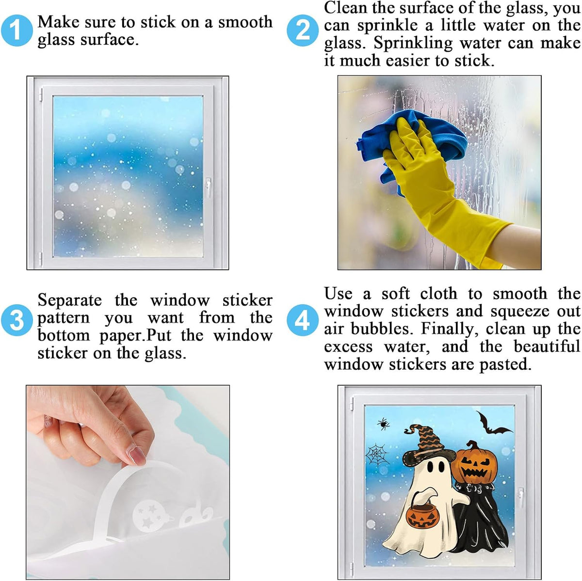 Whaline Reusable Halloween Window Stickers – Neutral Pumpkin and Spider Web Decor for Uncluttered Apartment Window Displays