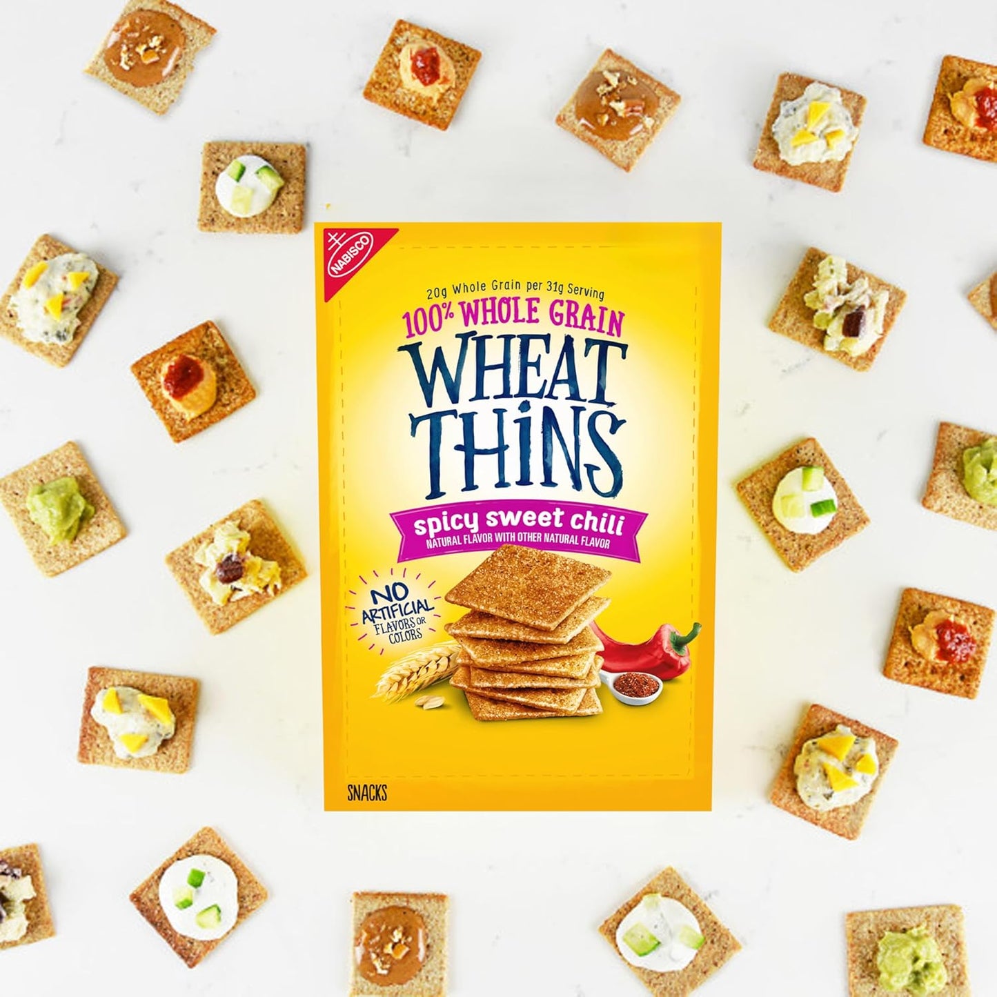 Wheat Thins Spicy Sweet Chili Crackers – Portable Party Snack for Picnics and Backyard Patio Gatherings, Pack of 2