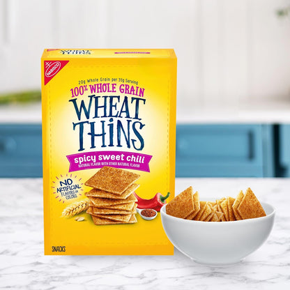 Wheat Thins Spicy Sweet Chili Crackers – Portable Party Snack for Picnics and Backyard Patio Gatherings, Pack of 2