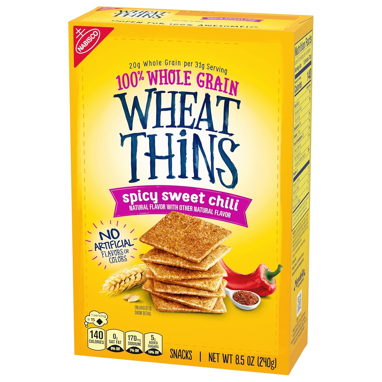 Wheat Thins Spicy Sweet Chili Crackers – Portable Party Snack for Picnics and Backyard Patio Gatherings, Pack of 2