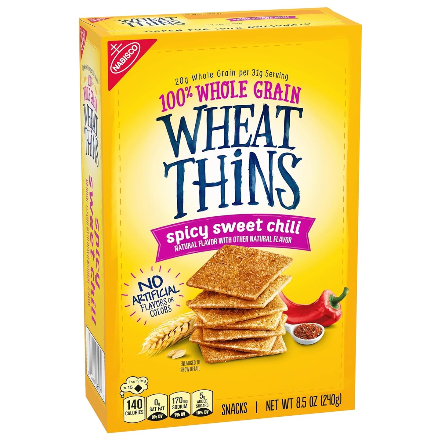 Wheat Thins Spicy Sweet Chili Crackers – Portable Party Snack for Picnics and Backyard Patio Gatherings, Pack of 2