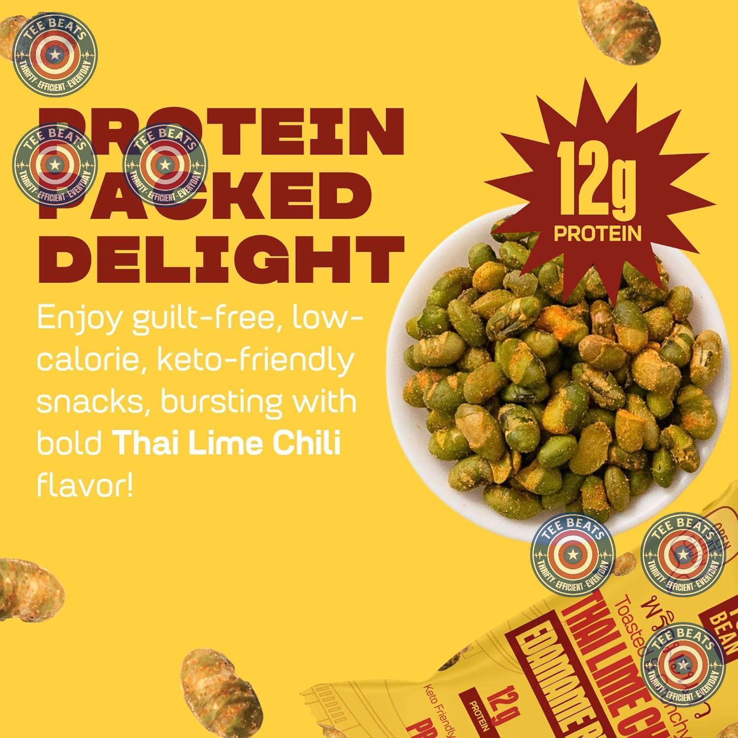 Where You Bean Edamame Snack (Thai Lime Chili) – Trail Ready Portable Protein for Hiking and Backpacking, Shelf Stable Vegan Snack, Pack of 8