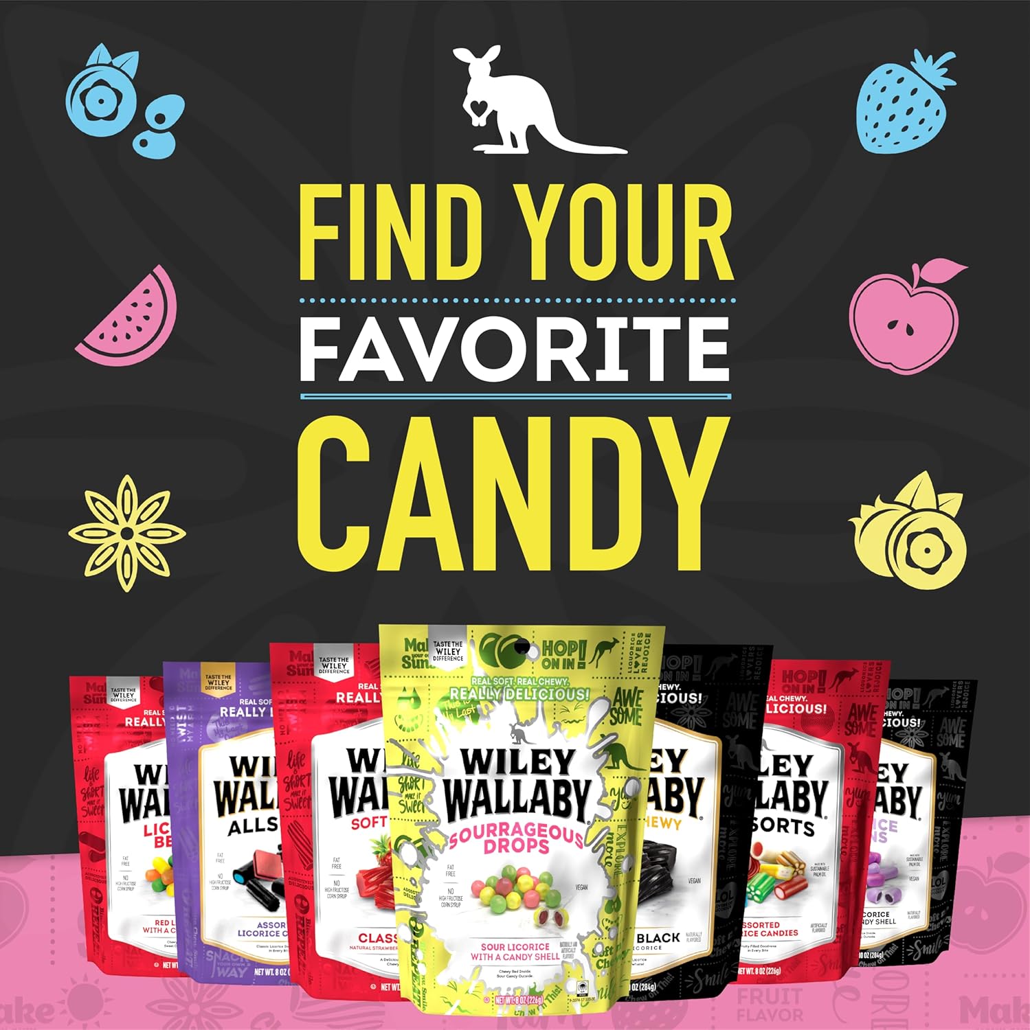 Wiley Wallaby Allsorts Licorice Candy – Family Movie Night Snack Bowl for Kids' Birthday Parties and Playdates