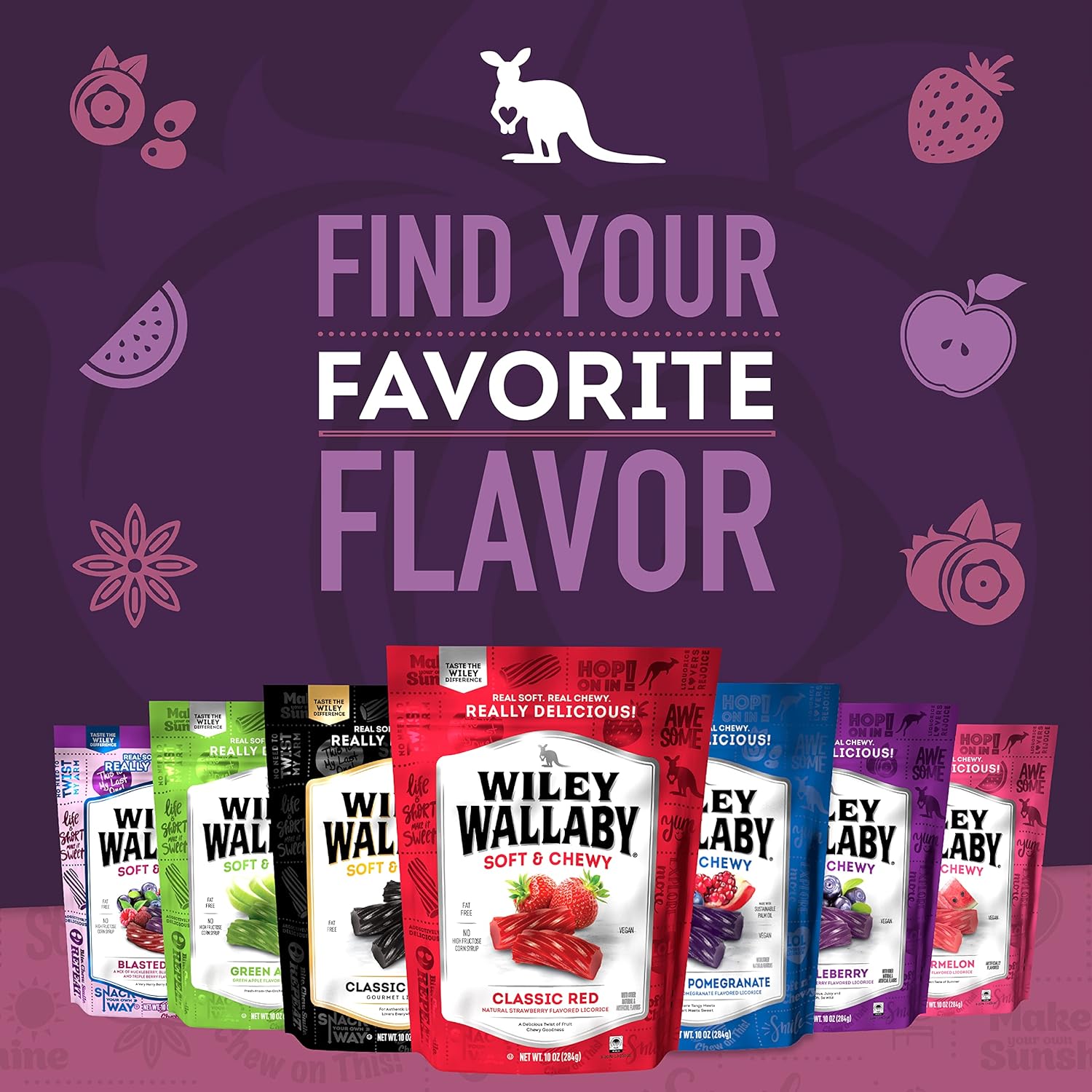 Wiley Wallaby Licorice 10 Ounce Classic Gourmet Soft & Chewy Australian Blasted Berry Candy Twists – Fat-Free Vegan Licorice for Mindful Snacking at the Office Desk