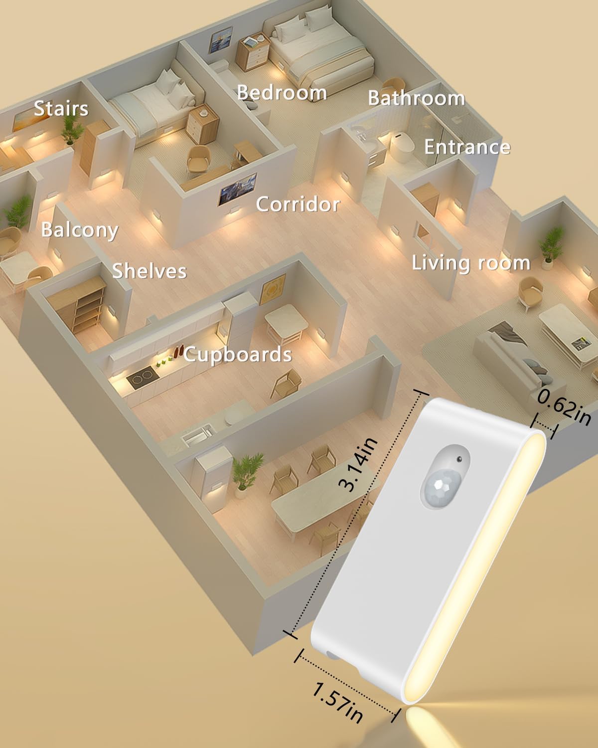 WILLED Rechargeable Stair Lights – Flameless Nighttime Safety Lighting for Hallways and Stairways