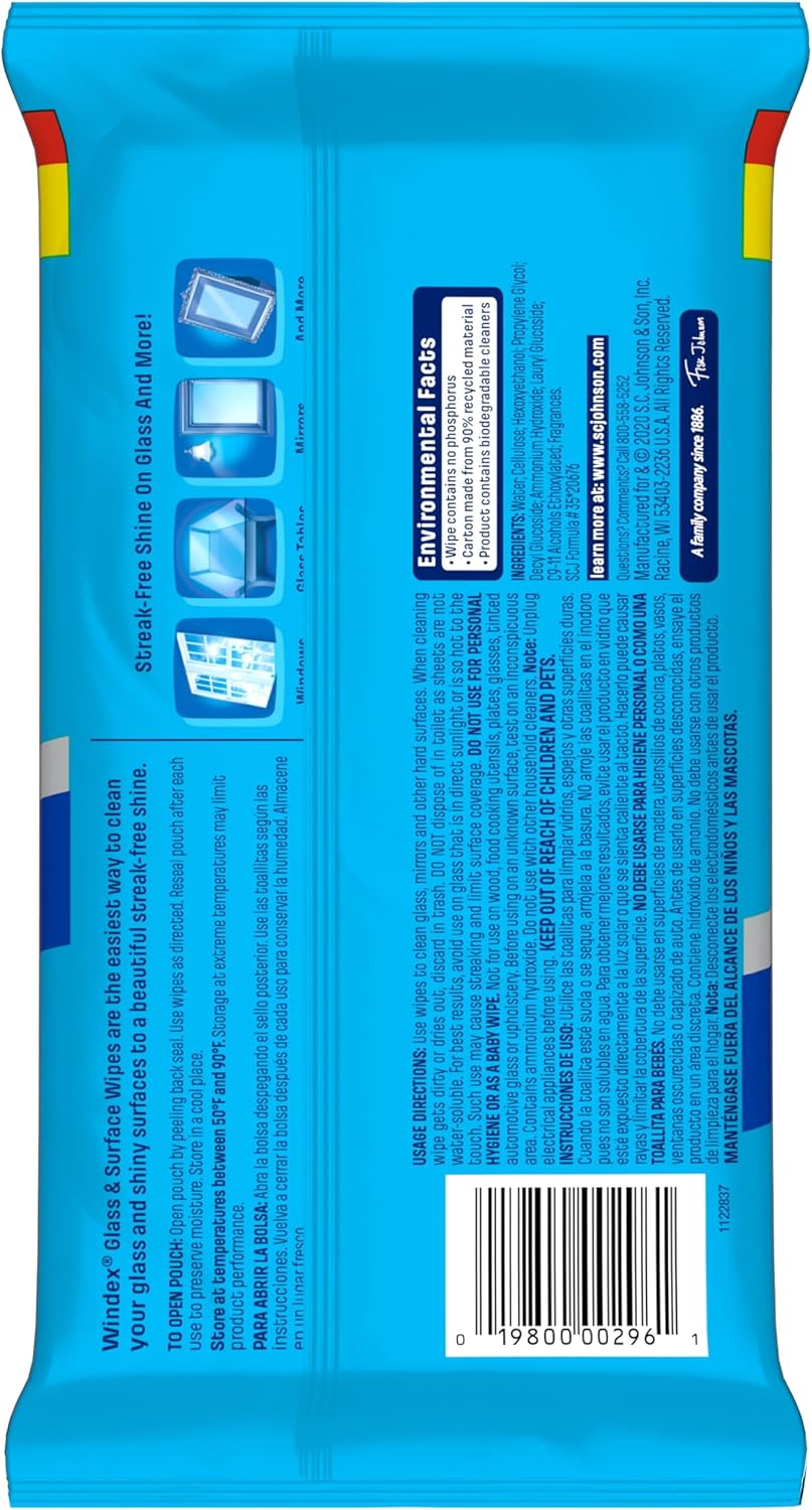 Windex Glass Wipes – Portable Cleaner for Patio Tabletops and Outdoor Lantern Glass on the Deck