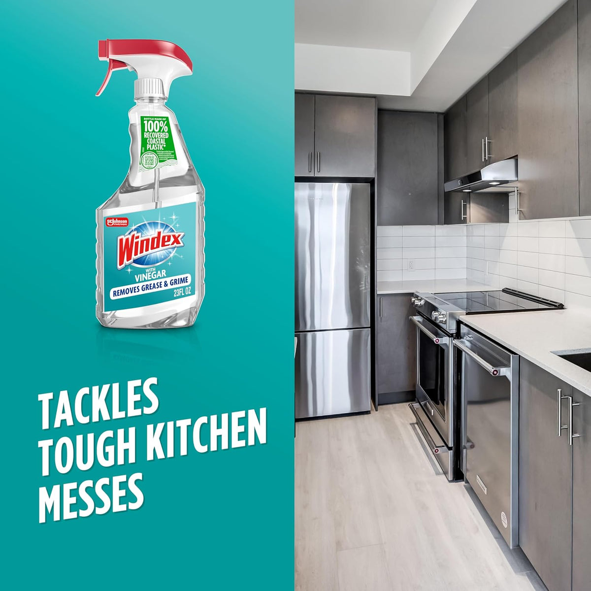 Windex Vinegar Glass Cleaner for Intentional Small Spaces, Simple Streak-Free Spray